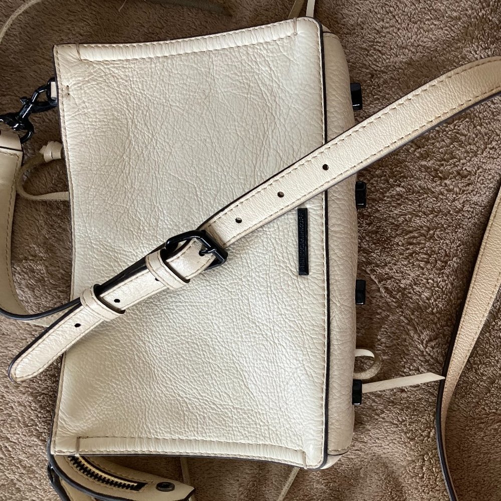 Used Rebecca Minkoff cream moto crossbody